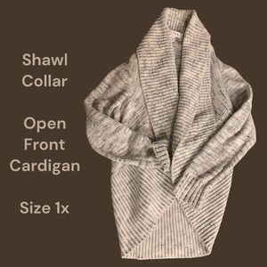 Women’s Knitted Open Front Cardigan With Cozy Large Shawl Collar Sz 1x